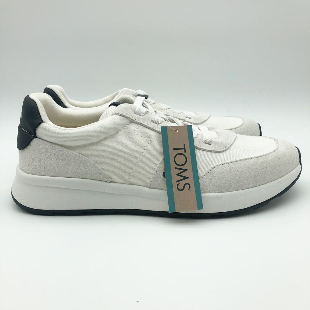 Toms Mens TRVL LITE Retro Runner Sneaker Size 12 White Suede Twill NIB - Picture 3 of 11